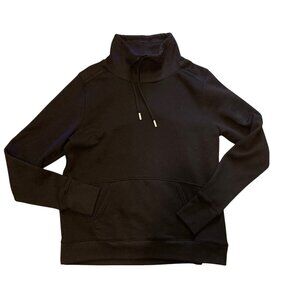 Women's TEK GEAR Ultrasoft Fleece Mock Neck Sweatshirt Thumbholes BLACK Large